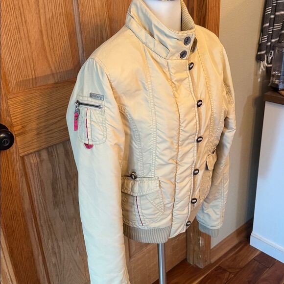 BILLABONG Vintage Y2K Tan/Hot Pink Bomber Jacket - Picture 4 of 14